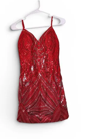 Red sequin Party Mini dress size 0 thumbnail 1
