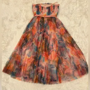 NWOT Hutch Strapless pleated Belted Chiffon Floral Maxi Dress sz 4 thumbnail 6