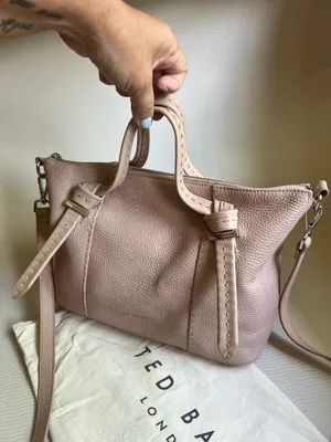 Ted Baker Olmia Knotted Handle Tote Bag Beige Nude Leather Crossbody thumbnail 3