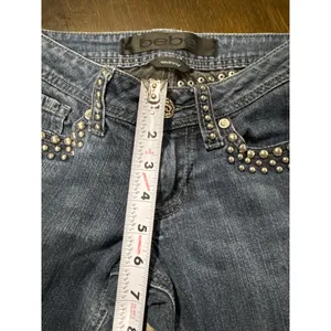 Bebe Women's Studded Skinny Jeans in Blue thumbnail 7