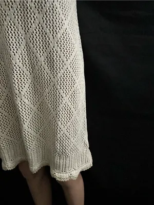 Venus Women’s 2 PC Sleeveless Crochet Knit Slip Dress Cream & Gold MD NWT thumbnail 4