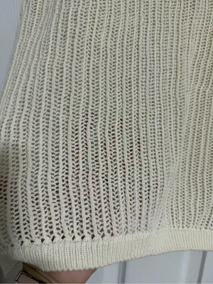 Zara cream open knit crochet vest women’s size XL boho fall cottagecore thumbnail 4