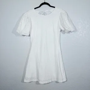 Free People White Apricot Rose Eyelet Mini Dress Size Small thumbnail 3