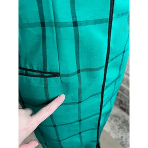 sheath dress windowpane green black vintage 1980s thumbnail 6