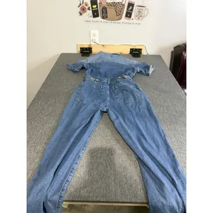 GAP Women's Blue Denim Coverall Jumpsuit Sz 0 Short Sleeve Button Front Pockets thumbnail 8