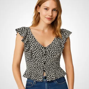 ZARA Leopard Print Peplum Ruffle Blouse thumbnail 11