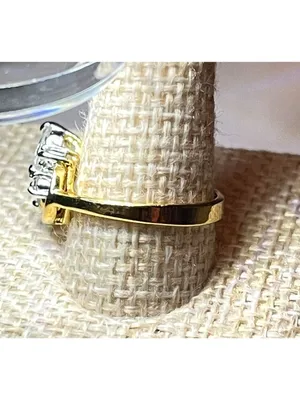 Vintage 18KT GE Yellow Gold Electroplated Marquise CZ Cluster Bypass Size 6 thumbnail 3