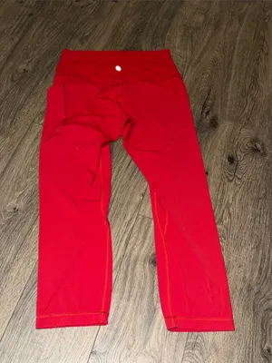 lululemon athletica Bright Red Capri Leggings with Wide Waistband thumbnail 2