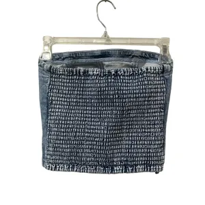 Aerie Denim Strapless Corset‎ Top Size XS Smocked Back Y2K Bustier Tube thumbnail 2