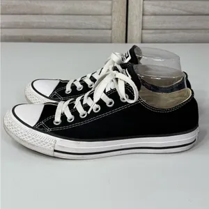 CONVERSE Chuck Taylor All Star Low Top Sneakers Black/White-W8/M6 thumbnail 3