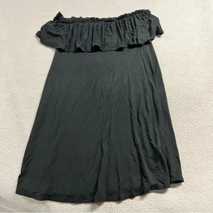 Abercrombie & Fitch Black Ruffle Trim Off the Shoulder Dress Size Small thumbnail 1
