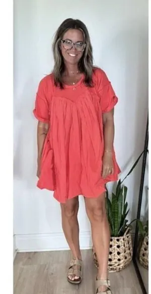 FREE PEOPLE Catalina Mixed Media Minidress in Radiant Watermelon Size X-Small thumbnail 12