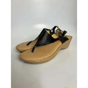 Born Wedge Sandals‎ Womens 11 Black Excellent Leather Slingback Thong W31811 thumbnail 3