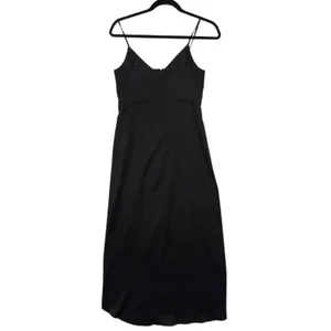 Lulus Black V Neck Spaghetti Strap Draped Midi evening Party elegant‎ Dress S thumbnail 6