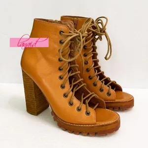 Free People Palermo Heels Ankle Boots Leather Lace-Up Corset Cutouts Booties 7 thumbnail 7