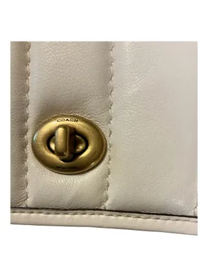 Coach Linear Quilted Leather Turnlock Crossbody Wallet in Chalk / Cream thumbnail 7