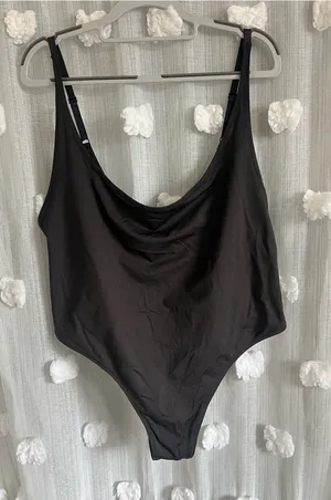 Skims Black Women's One-Piece swim scoop neck thumbnail 1