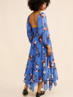 Free People Morning Glory Floral Smocked Maxi Dress XS Boho Long Sleeve thumbnail 12