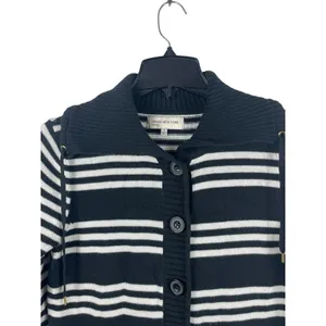 Jones New York Sport Black And White Knit Cardigan Front Pocket Sweater S thumbnail 2