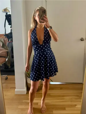 Milumia Navy Polka Dot Halter Dress thumbnail 4