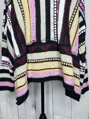 Easel Mix Print Striped Wool Blend Slouchy Sweater Crew Neck Boho Sz M thumbnail 10