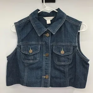 Christopher Banks Cropped Denim Vest Womens M Used thumbnail 1
