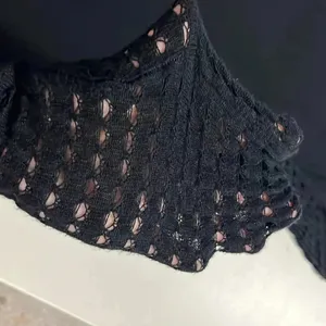 Bar III Imperfect black sweater dress crochet sleeves stretchy versatile‎ neutral fall m thumbnail 5