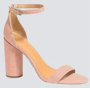 J.Crew light pink suede rounded block heel sandals size 6 thumbnail 1