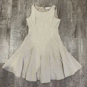 Calvin Klein Womens Dress Sleeveless Tan Khaki Gored Fully Lined Back Zip Size 4 thumbnail 1