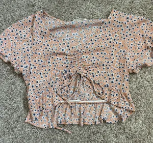 Flower Pattern Crop Top Orange thumbnail 1
