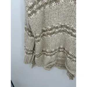 Free People Womens Cream Knit Chunky Oversized Sweater Fuzzy Size L Neutral Long thumbnail 4