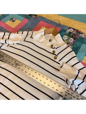 J.Crew $98 Woman’s S striped Wide Button mock neck button top Sweater Tunic thumbnail 7