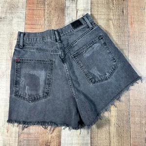 BDG Urban Outfitters Black Denim Skater Baggy High Rise Cutoff Shorts Size 28 thumbnail 5