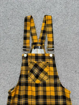 Jolie & Joy Yellow Plaid Pinafore Overall Mini Dress thumbnail 3