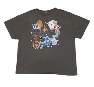Five Below Born Lucky Graphic Tee Dark Gray Western Cowboy Lucky Charm thumbnail 1