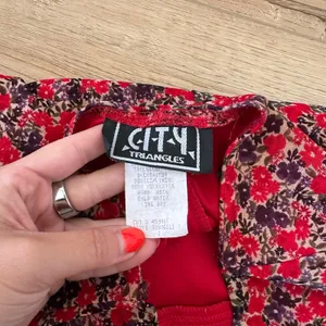City Triangles Y2K Dainty Floral V-Neck Halter High Low Midi Dress Red Black Size thumbnail 5