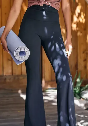 Beyond Yoga Heather Rib All Day Flare Pants Pockets Dark Gray Small thumbnail 1