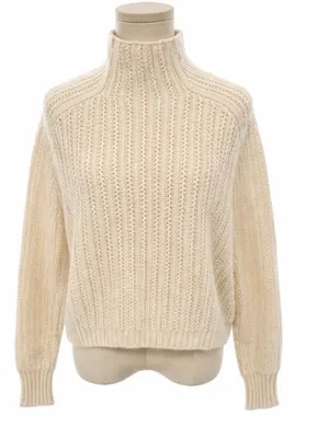 Madewell 100% Merino Wool Cream Mock Neck Chunky Knit Sweater Size Small thumbnail 1