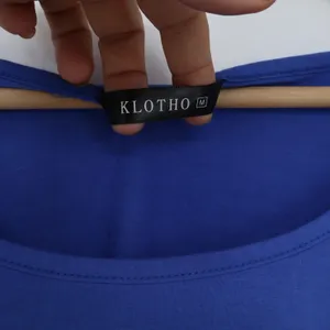 Klotho Crop Top Womens M Blue Scoop Neck Long Sleeve Stretch Excellent thumbnail 2