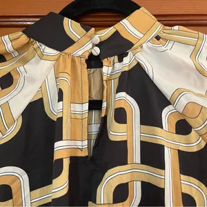 H&M Black gold and Cream Long Sleeve retro Dress thumbnail 3