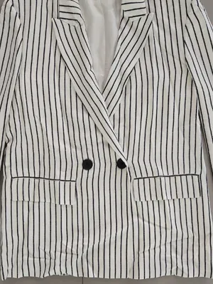 Zara Oversised White Blazer with Black Pinstripes Size XS thumbnail 8