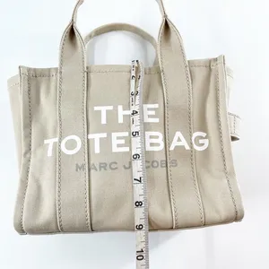 Marc Jacobs The Small Tote Canvas Bag Crossbody Purse Beige Tan thumbnail 9