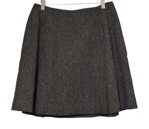 AKA Eddie Bauer ‘95 Black Herringbone Weave Silk Wool A-Line Flare Mini Skirt Sz 12 NEW thumbnail 1