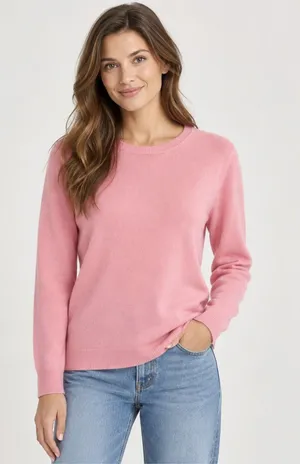 Alba Moda 100% Cashmere Sweater Pink Crewneck Lightweight Soft Knit M thumbnail 1
