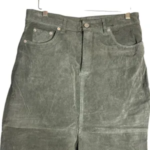 BlankNYC Hunter Green Retro Suede Leather Front Slit Pencil Midi Skirt Size 29 thumbnail 7