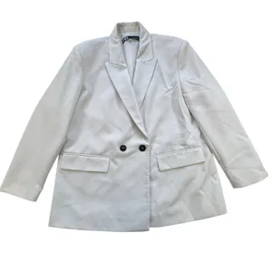 Zara Women White Double Breasted Blazer Womens Large Professional Workwear Chic thumbnail 12