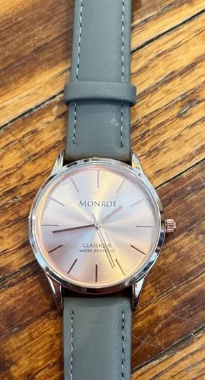 Monroe Classique Sunburst Solerose Rose Gold Watch Grey Leather Water‎ Resistan thumbnail 1