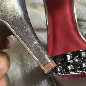 Vintage by Jeffrey Campbell Pewter/Red Ankle Strap 3” Heels Sz 9 thumbnail 11