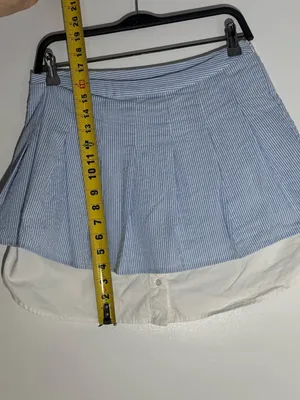 Sunday in Brooklyn Blue &White Striped Skater Skirt with White Underlayer Cotton thumbnail 8