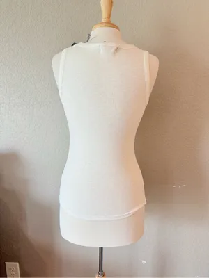 NWT Marled Essentials Ivory Fitted Tank Top XS Cotton Modal Flawed thumbnail 2